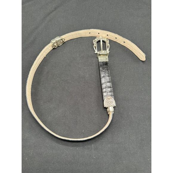 Vintage Reversible Southwestern Black Tan Silver Buckle Belt Brighton 36” Sz M - Picture 4 of 10